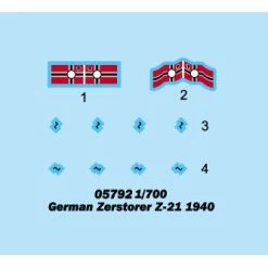 Trumpeter 05792 1/700 German Zerstorser Z21 1940 Plastic Model Kit 8 Trumpeter 05792 1/700 German Zerstorser Z21 1940 Plastic Model Kit -Toy Model Shop TR05792 2